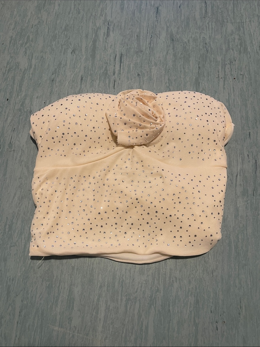 Forever 21 W/ Rhinestones Cropped, Fitted Tube Top in Beige Like New